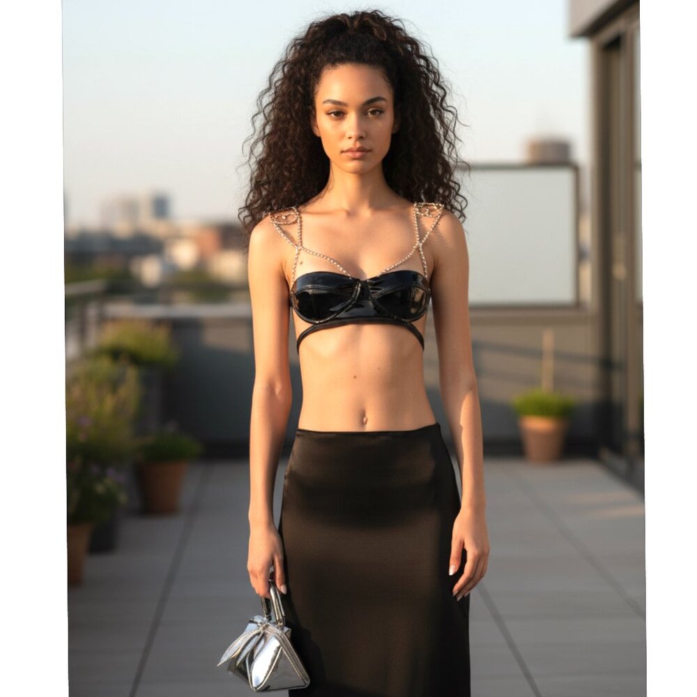 GCDC bling vinyl bra top Size S